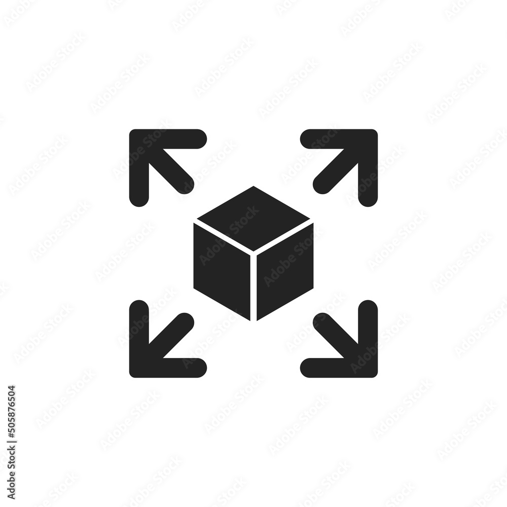 Expand icon. Extension vector symbol. Simple black enlargement icon. Expand icon. Extension vector symbol. Simple black enlargement icon.