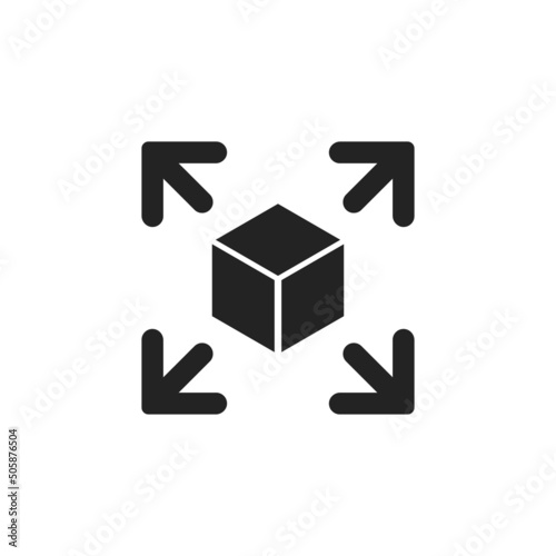 Expand icon. Extension vector symbol. Simple black enlargement icon.
