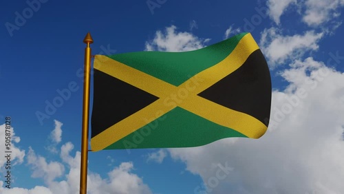 National flag of Jamaica waving 3D Render photo