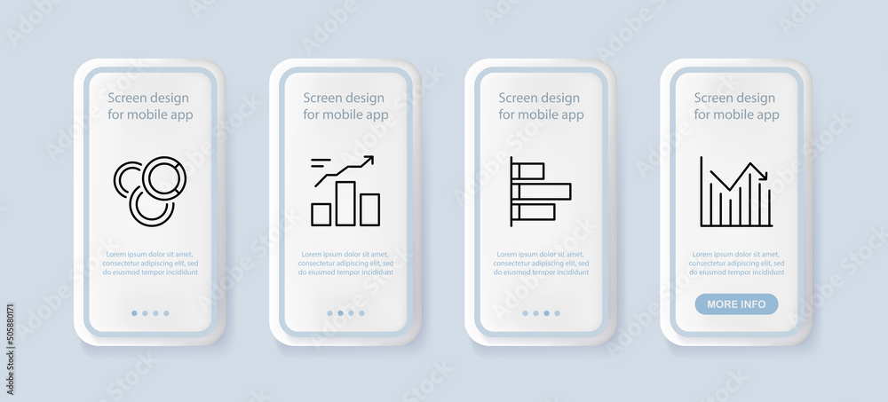 Data analysis set icon. Pie chart, bars, function, infographic, income, growth, perspective, etc. Diagram concept. UI phone app screens with people. Vector line icon for Business Data analysis set icon. Pie chart, bars, function, infographic, income, growth, perspective, etc. Diagram concept. UI phone app screens with people. Vector line icon for Business