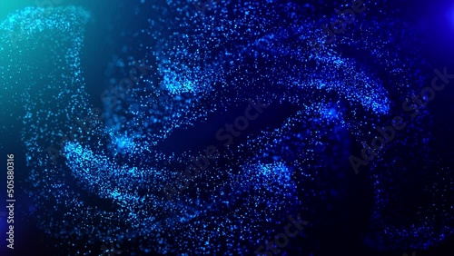 Blue Dust In Space. Seamless Loop Background with Abstract blue dust for your title presentations, 4K
