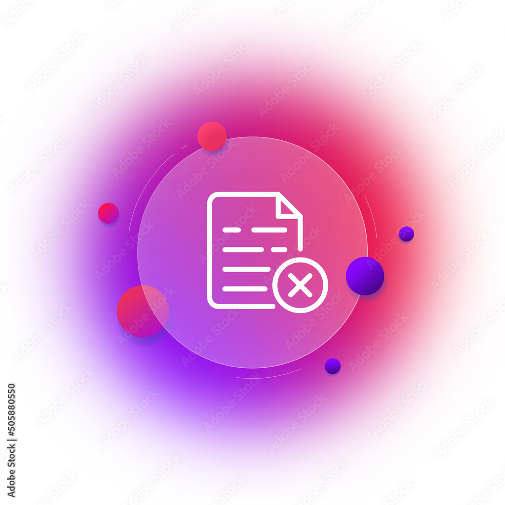 File with cross line icon. Unapproved Information. Check mark, failled, data. Unsuccessful. Undone concept. Glassmorphism style. Vector line icon for Business and Advertising File with cross line icon. Unapproved Information. Check mark, failled, data. Unsuccessful. Undone concept. Glassmorphism style. Vector line icon for Business and Advertising