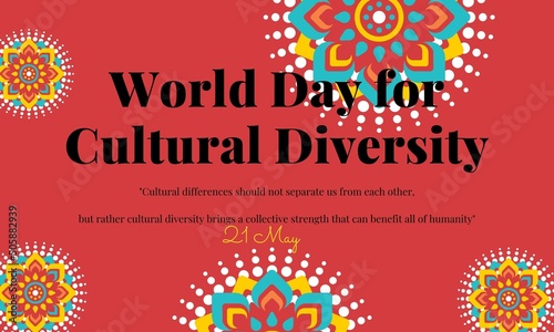World Day for Cultural Diversity.Happy cultural diversity day illustration for banner, poster, template.