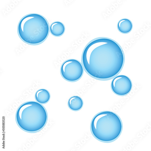 shiny blue soap bubbles isolated on white background