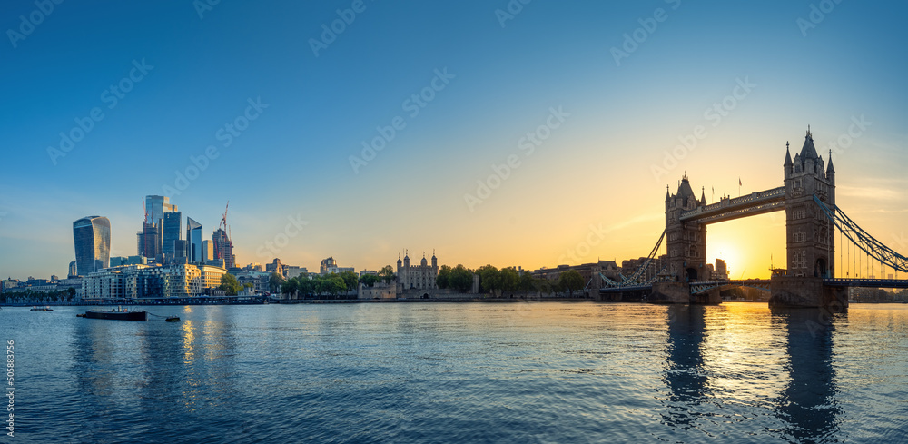 the famous tower bridge of london during sunrise