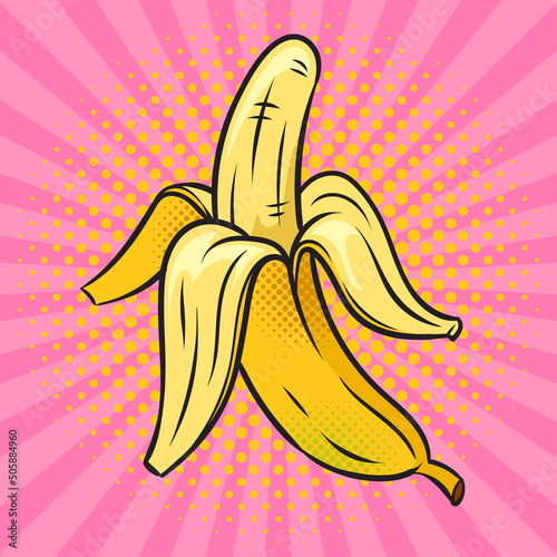 Banana pop art retro vector illustration. Comic book style imitation.