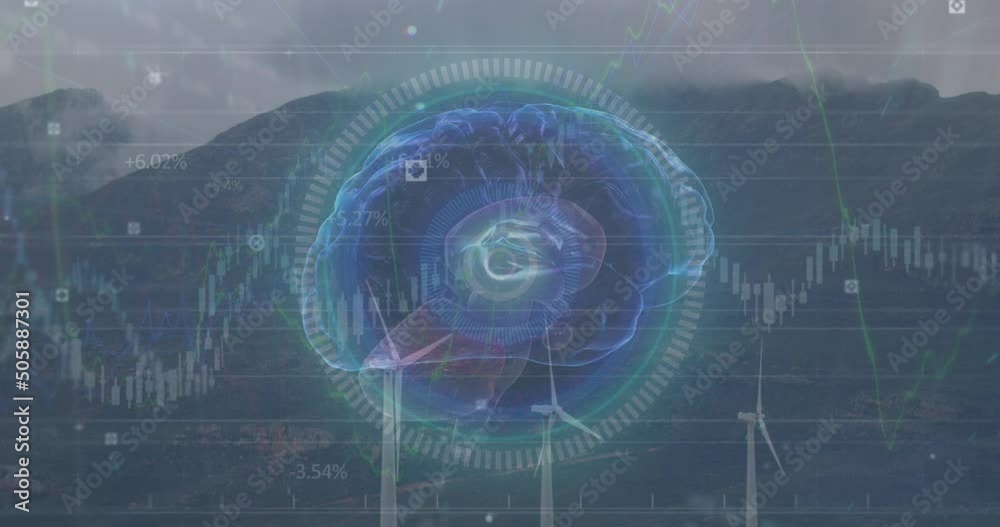 Animation of data processing over wind turbines Animation of data processing over wind turbines