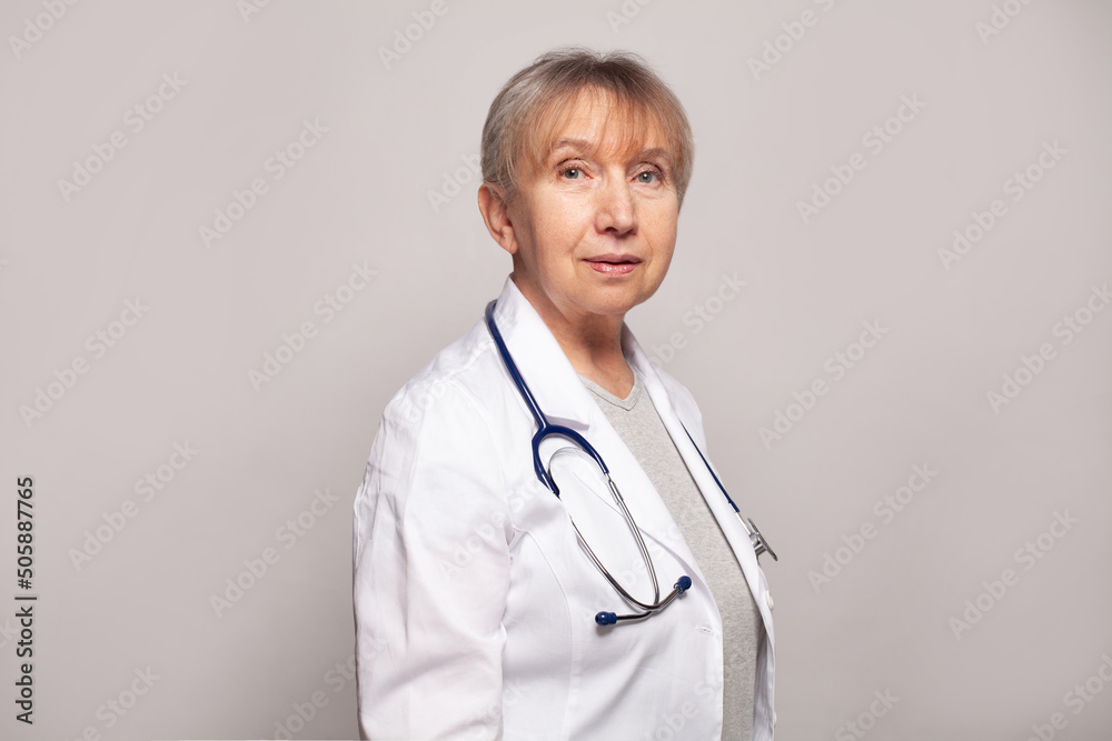 Middle age senior nurse or doctor woman portrait Middle age senior nurse or doctor woman portrait