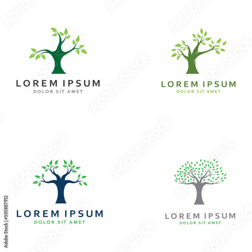 Living tree logo design, using a vector illustration template concept.