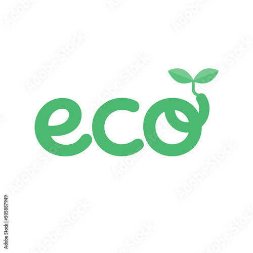 ecoの文字から小さな芽が出たイラスト - エコ･エコ活動・節約のイメージ素材
