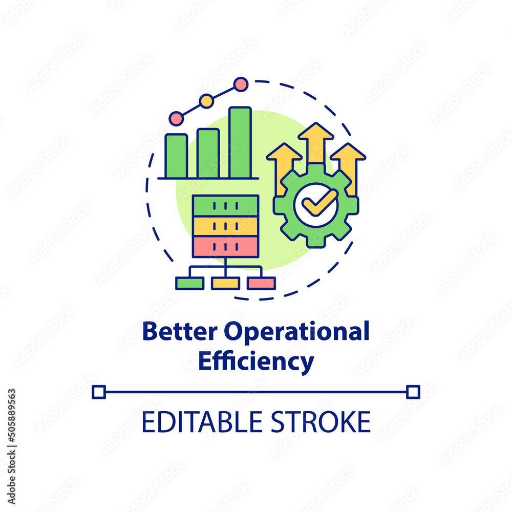 Better operational efficiency concept icon. Big data processing benefit abstract idea thin line illustration. Analytics. Isolated outline drawing. Editable stroke. Arial, Myriad Pro-Bold fonts used - obrazy, fototapety, plakaty 