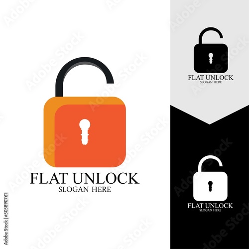 Flat unlock icon vector background