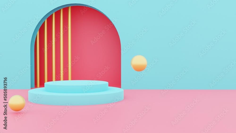 3d blue podium on pastel background abstract geometric shapes in studio scene. 3d rendering for pedestal, stage, product mockup design. Creative ideas minimal summe. 3d render 3d blue podium on pastel background abstract geometric shapes in studio scene. 3d rendering for pedestal, stage, product mockup design. Creative ideas minimal summe. 3d render