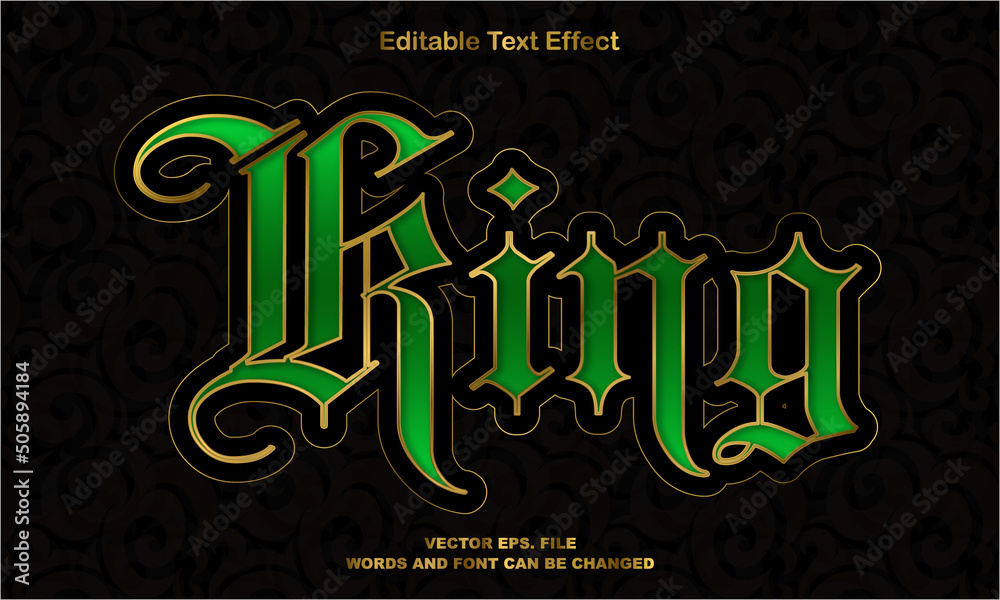 King luxury type text  effects style