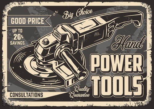 Grinding machine poster with inscription