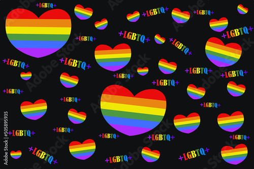 Black Background Vector With Logo LGBT, and the text alternates between small and large.