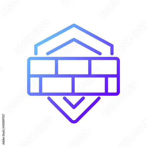 Firewall pixel perfect gradient linear vector icon. Network security. Monitor internet traffic. Attack prevention. Thin line color symbol. Modern style pictogram. Vector isolated outline drawing