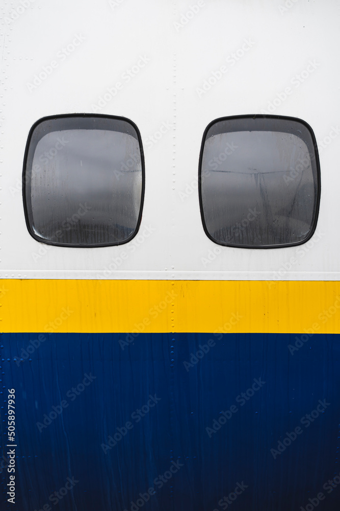 Airplane windows from the outside