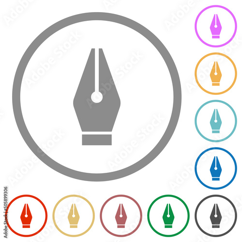 Vector pen tool flat icons with outlines