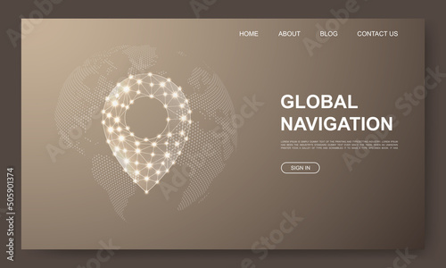 Location pin 3d low poly website template. Gps navigation design illustration concept. Polygonal Map pointer symbol for landing page, advertising page
