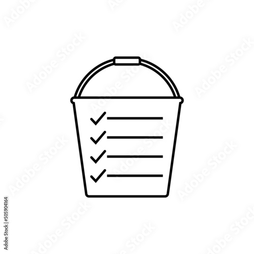 Bucket list icon. Vector illustration on white background. Lines and check mark set. 