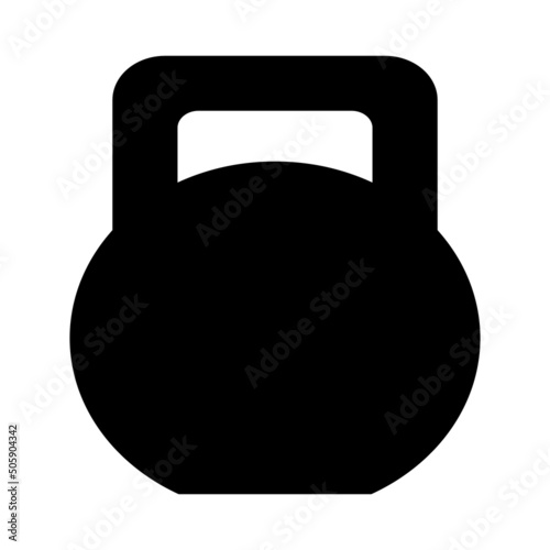 Big kettlebell. Black silhouette. Isolated vector illustration on white background.