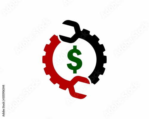 Wrench rotation with dollar symbol in the middle