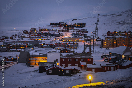 Longyerbyen, Spitsbergen during winter time, Svalbard photo