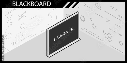 Blackboard isometric design icon. Vector web illustration. 3d colorful concept