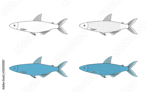 Alestes fish doodle vector illustrator isolated on white background.