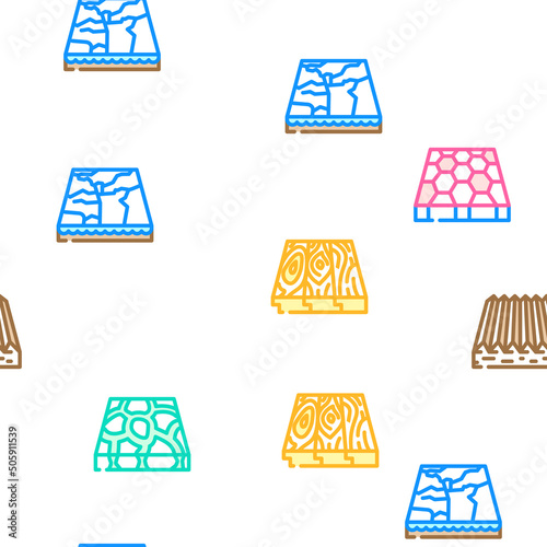Floor Material Layers Renovation Vector Seamless Pattern Color Line Illustration