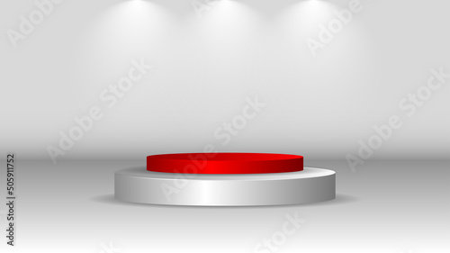 vector of red and white podium, suitable for product promotion
