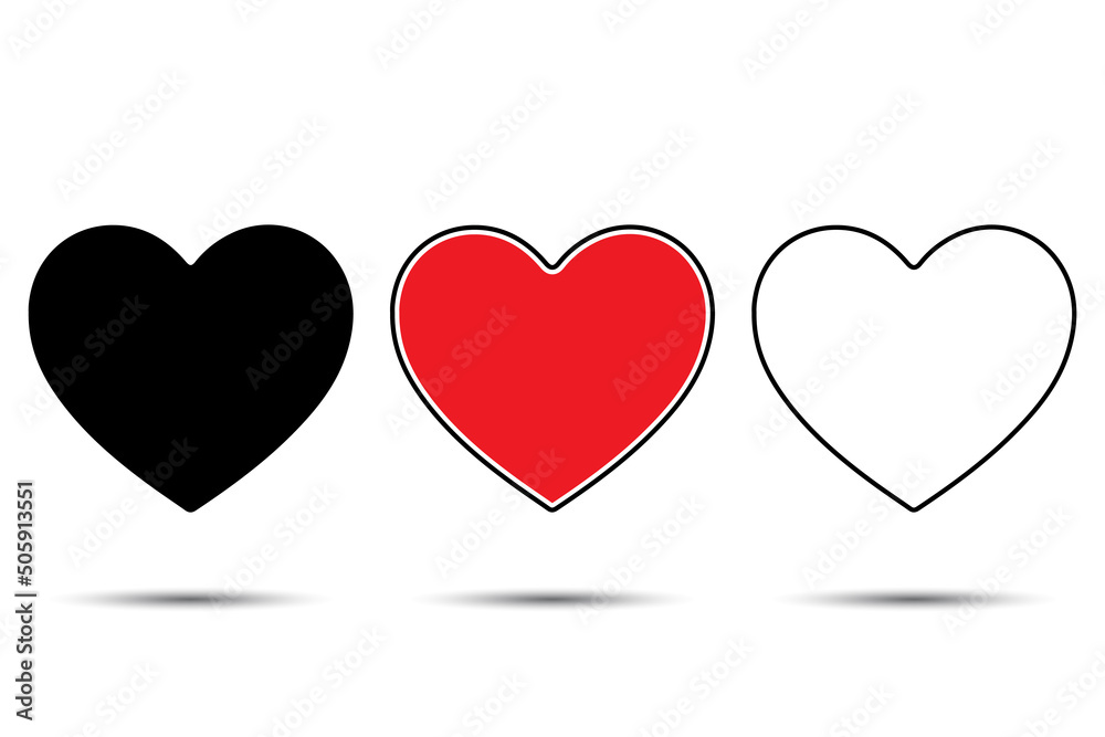Heart illustrations Collection. Love Symbol Icons. Stock Vector 