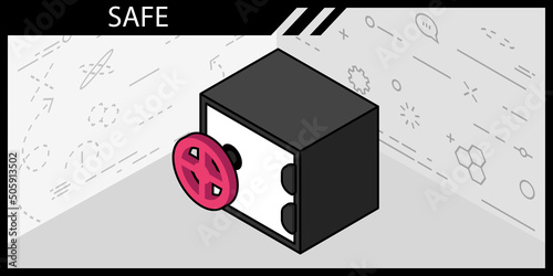Safe isometric design icon. Vector web illustration. 3d colorful concept