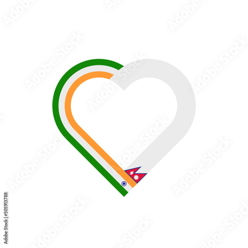 unity concept. heart ribbon icon of  india and nepal flags. vector illustration isolated on white background