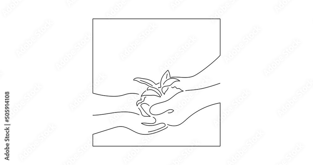 Ecology and climate change concept in line art animation. Video footage of people planting a tree. Black linear video on white background. Animated gif illustration design. Ecology and climate change concept in line art animation. Video footage of people planting a tree. Black linear video on white background. Animated gif illustration design.