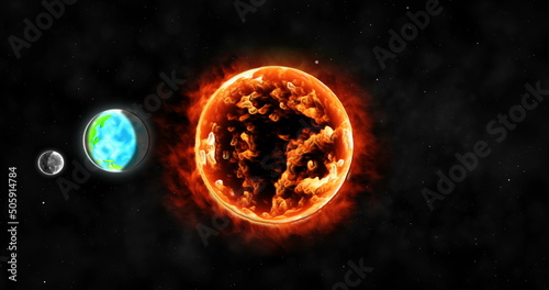 Earth revolving around the sun in solar system