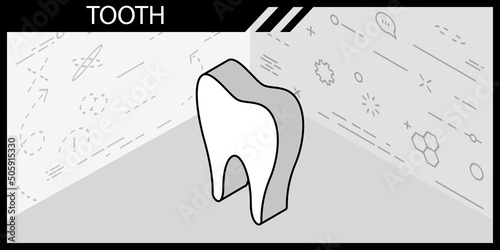 Tooth isometric design icon. Vector web illustration. 3d colorful concept