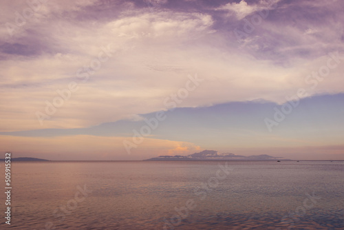 Purple sunset over the calm sea. Aglicay  Romblon  Philippines