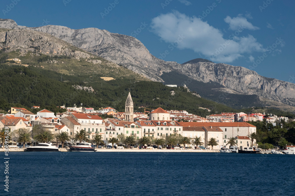 Cityscapeof Makarska old croatian town in Adriatic sea