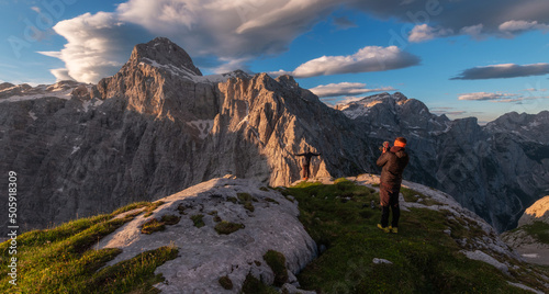 Hiking and trekking in the mountains of the Julian Alps photo