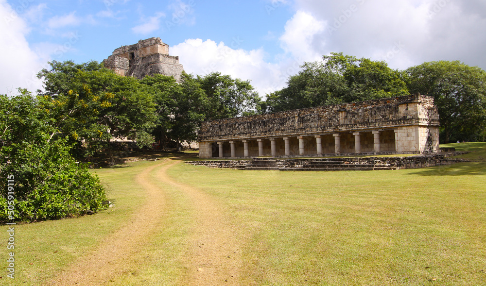Maya ruins of Uxmal temple, Yucatan, Mexico