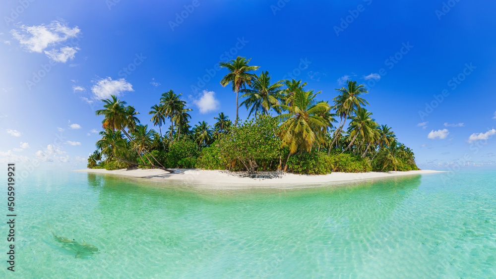 Beautiful maldives tropical island - Panorama - obrazy, fototapety, plakaty 
