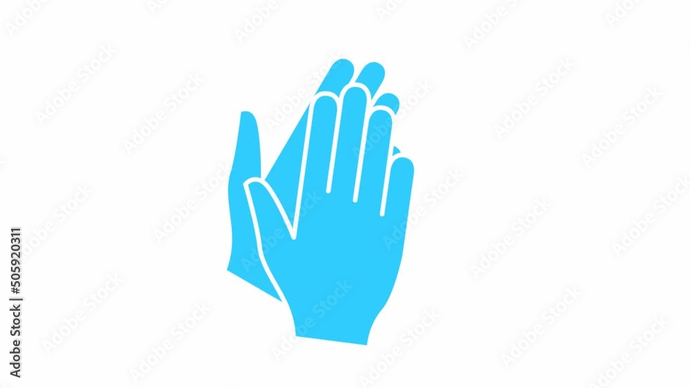 Animated blue symbol of hands. Hands clap. Icon of applause. Looped video. Vector flat illustration isolated on white background. Animated blue symbol of hands. Hands clap. Icon of applause. Looped video. Vector flat illustration isolated on white background.