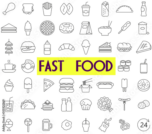 Food line icon set. Vector set.