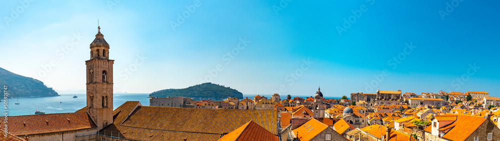 Panorama Dubrovnik Old Town roofs. Europe, Croatia