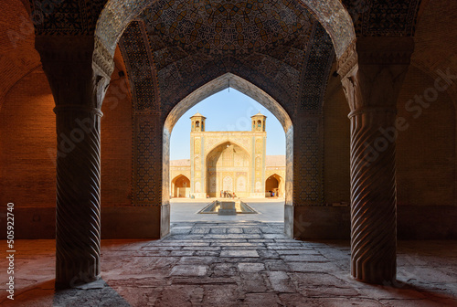 View of northern iwan from prayer hall, the Vakil Mosque