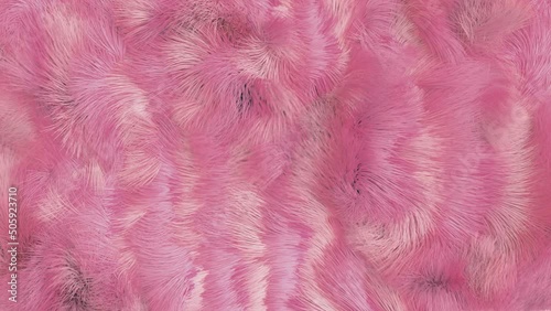 Pink artificial fur background. 3D animation.