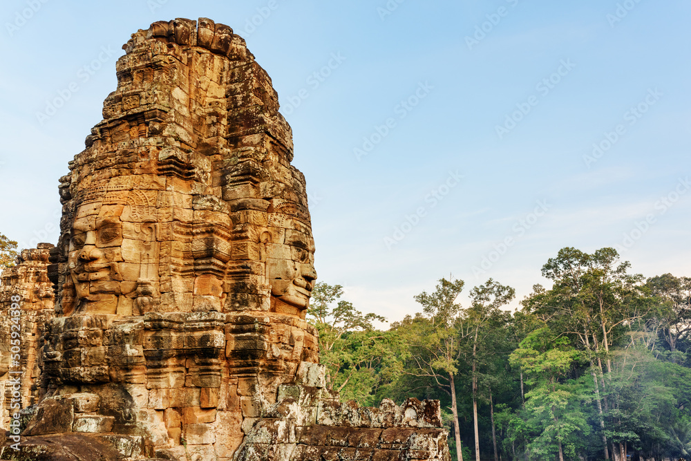 Fototapeta premium Giant stone face of Bayon temple, Cambodia