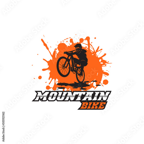 Mountain bike logo design, vector illustration